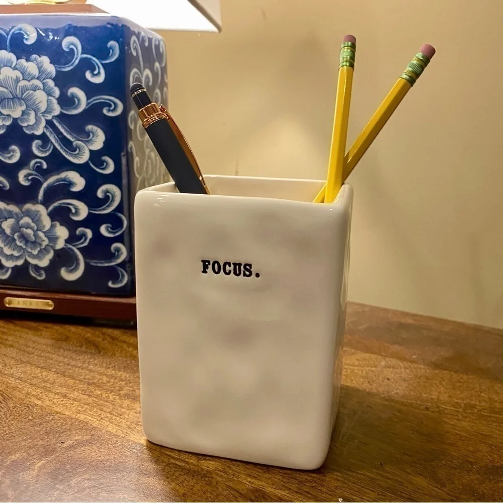 Rae Dunn “focus” Ceramic Desk/Office Accessories Pencil Holder or Vase